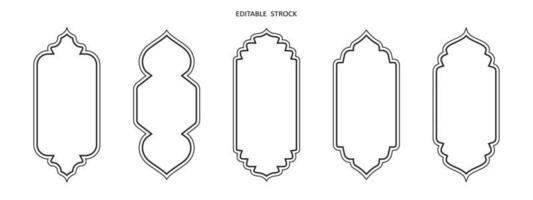 forme vectorielle islamique d'un arc de fenêtre ou de porte. ensemble de cadres arabes. icône de contour modifiable ramadan kareem vecteur