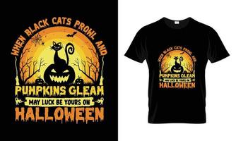 quand les chats noirs rôdent et que les citrouilles brillent, que la chance soit la vôtre à Halloween. vecteur