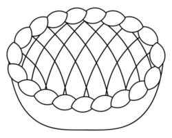 tarte à la citrouille. illustration vectorielle. contour sur un fond blanc isolé. style de griffonnage. esquisser. symbole du jour d'action de grâces. délicieuse collation cuite au four. nourriture végétalienne. régime équilibré. croûte frite. vecteur