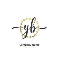 yb écriture initiale et création de logo de signature avec cercle. beau design logo manuscrit pour la mode, l'équipe, le mariage, le logo de luxe. vecteur