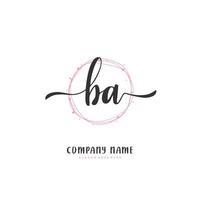 ba écriture initiale et création de logo de signature avec cercle. beau design logo manuscrit pour la mode, l'équipe, le mariage, le logo de luxe. vecteur