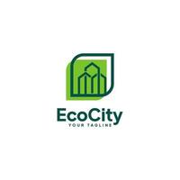 ville écologique, création de logo de ville verte. la nature avec l'immobilier combinent le concept vecteur