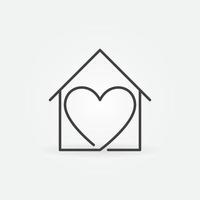 coeur à l'intérieur de la maison vecteur ligne mince concept rester à la maison icône