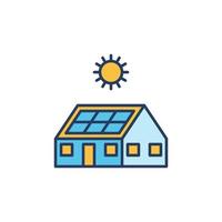 maison avec panneau solaire sur l'icône colorée du toit - signe vectoriel