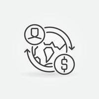 icône minimale de concept de ligne mince de vecteur de transfert d'argent