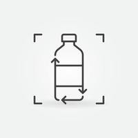icône de concept de fine ligne de vecteur de recyclage de bouteilles en plastique