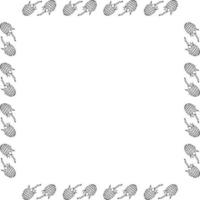 cadre carré avec framboise confortable noir et blanc sur fond blanc. image vectorielle. vecteur