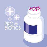 icône de probiotiques de médicaments bouteille vecteur