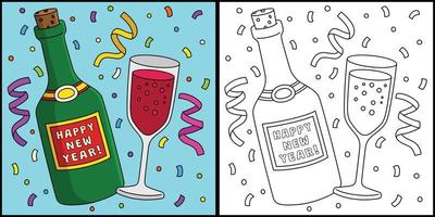 bonne année vin coloriage illustration vecteur