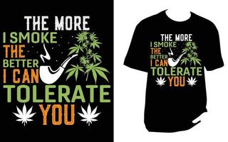 cannabis, t-shirt de mauvaises herbes, t-shirt de marijuana vecteur