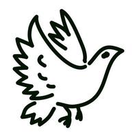 colombe volant dans le dessin au trait du ciel. illustration d'oiseau noir et blanc vecteur