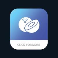 bouton d'application mobile de nourriture de noix de coco version de glyphe android et ios vecteur