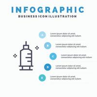 chimie médecine pharmacie seringue ligne icône avec 5 étapes présentation infographie fond vecteur