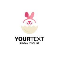 oeuf lapin pâques business logo modèle plat couleur vecteur