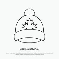 chapeau casquette feuille canada ligne icône vecteur