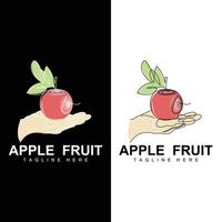 création de logo de pomme de fruits, vecteur de fruits rouges, avec style abstrait, illustration d'étiquette de marque de produit