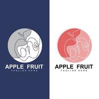 création de logo de pomme de fruits, vecteur de fruits rouges, avec style abstrait, illustration d'étiquette de marque de produit