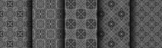 ensemble de collection de motifs géométriques modernes en noir et blanc vecteur