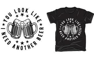 conception de t-shirt de bière pour amateur de bière vecteur
