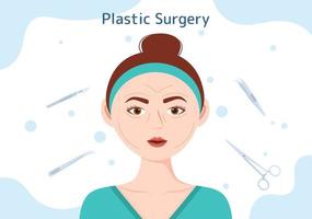 chirurgie plastique dessin animé plat modèles dessinés à la main illustration d'une opération chirurgicale médicale sur le corps ou le visage comme prévu à l'aide d'un équipement de pointe vecteur