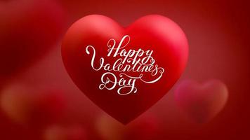 coeur de vecteur 3d avec lettrage happy valentines day. illustration vectorielle. fond de coeur d'amour.