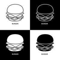 logo de restauration rapide de hamburger. illustration de nourriture et de boisson. symbole d'icône silhouette hamburger vecteur