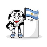 mascotte, dessin animé, football, argentine, drapeau, à, bannière vecteur