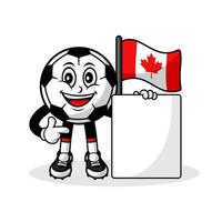 mascotte, dessin animé, football, canada, drapeau, à, bannière vecteur