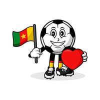 mascotte, dessin animé, football, amour, cameroun, drapeau, conception vecteur