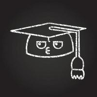 dessin à la craie de bonnet de graduation vecteur