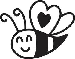 illustration d'abeille mignonne dessinée à la main vecteur