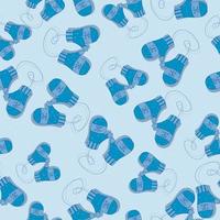 Jolies mitaines bleues de noël avec motif de flocons de neige - illustration vectorielle vecteur