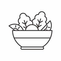 icône de contour de salade vecteur