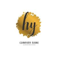 hy écriture initiale et création de logo de signature avec cercle. beau design logo manuscrit pour la mode, l'équipe, le mariage, le logo de luxe. vecteur