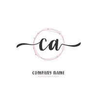 ca écriture manuscrite initiale et logo de signature avec cercle. beau design logo manuscrit pour la mode, l'équipe, le mariage, le logo de luxe. vecteur