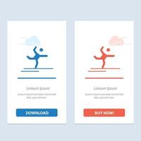 gymnastique d'athlète effectuant des étirements bleu et rouge téléchargez et achetez maintenant le modèle de carte de widget web vecteur