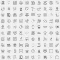 ensemble de 100 icônes de ligne d'activité créative vecteur
