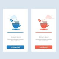 tasse de thé café chaud bleu et rouge télécharger et acheter maintenant modèle de carte de widget web vecteur
