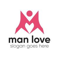 création de logo d'amour homme moderne avec la combinaison de l'icône de l'amour et de l'homme vecteur