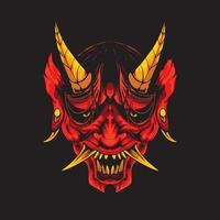illustration effrayante du diable oni vecteur