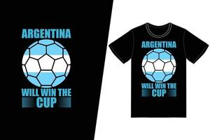 l'argentine remportera la conception de football de la coupe de la fifa. vecteur de conception de t-shirt de football fifa. pour l'impression de t-shirts et d'autres utilisations.