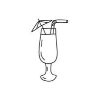 illustration de cocktail d'été doodle. autocollant de cocktail vecteur dessiné à la main