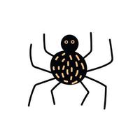 Image clipart vecteur araignée noire. illustration d'araignée mignonne dessinée à la main