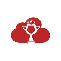 création de logo de coupe de prix cloud. conception d'icône de trophée. modèle de logo de récompense vecteur