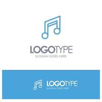 conception de base de l'application logo de contour bleu de musique mobile avec place pour le slogan vecteur