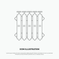 vecteur d'icône de ligne de chaleur chaude de batterie de chauffage de radiateur