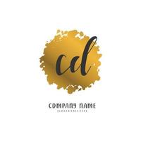 cd écriture manuscrite initiale et création de logo de signature avec cercle. beau design logo manuscrit pour la mode, l'équipe, le mariage, le logo de luxe. vecteur