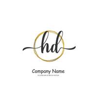 hd écriture initiale et création de logo de signature avec cercle. beau design logo manuscrit pour la mode, l'équipe, le mariage, le logo de luxe. vecteur