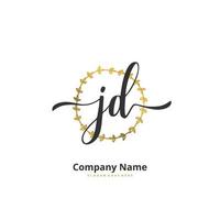 jd écriture initiale et création de logo de signature avec cercle. beau design logo manuscrit pour la mode, l'équipe, le mariage, le logo de luxe. vecteur