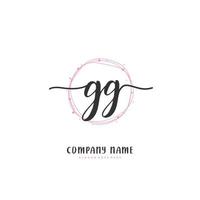 gg écriture manuscrite initiale et création de logo de signature avec cercle. beau design logo manuscrit pour la mode, l'équipe, le mariage, le logo de luxe. vecteur